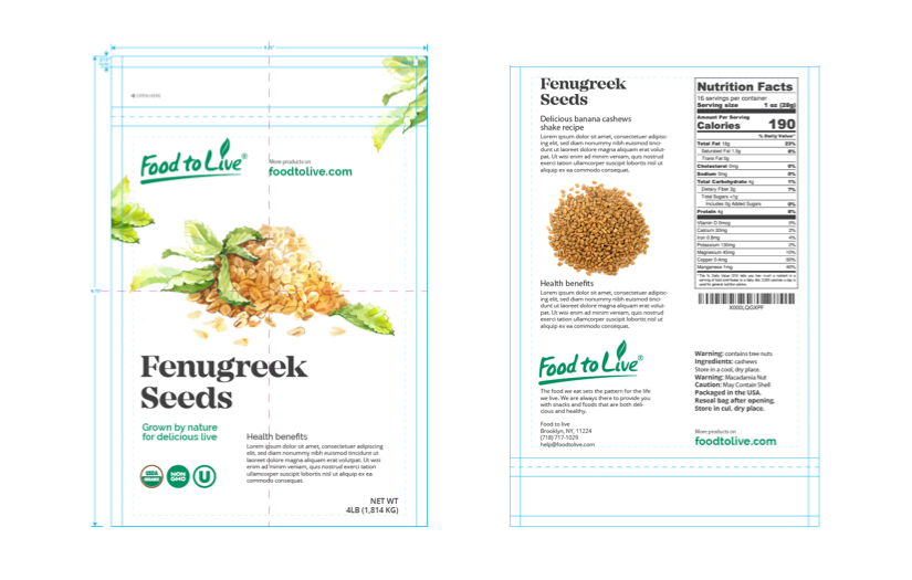 Design of packs Food to Live company screenshot 3